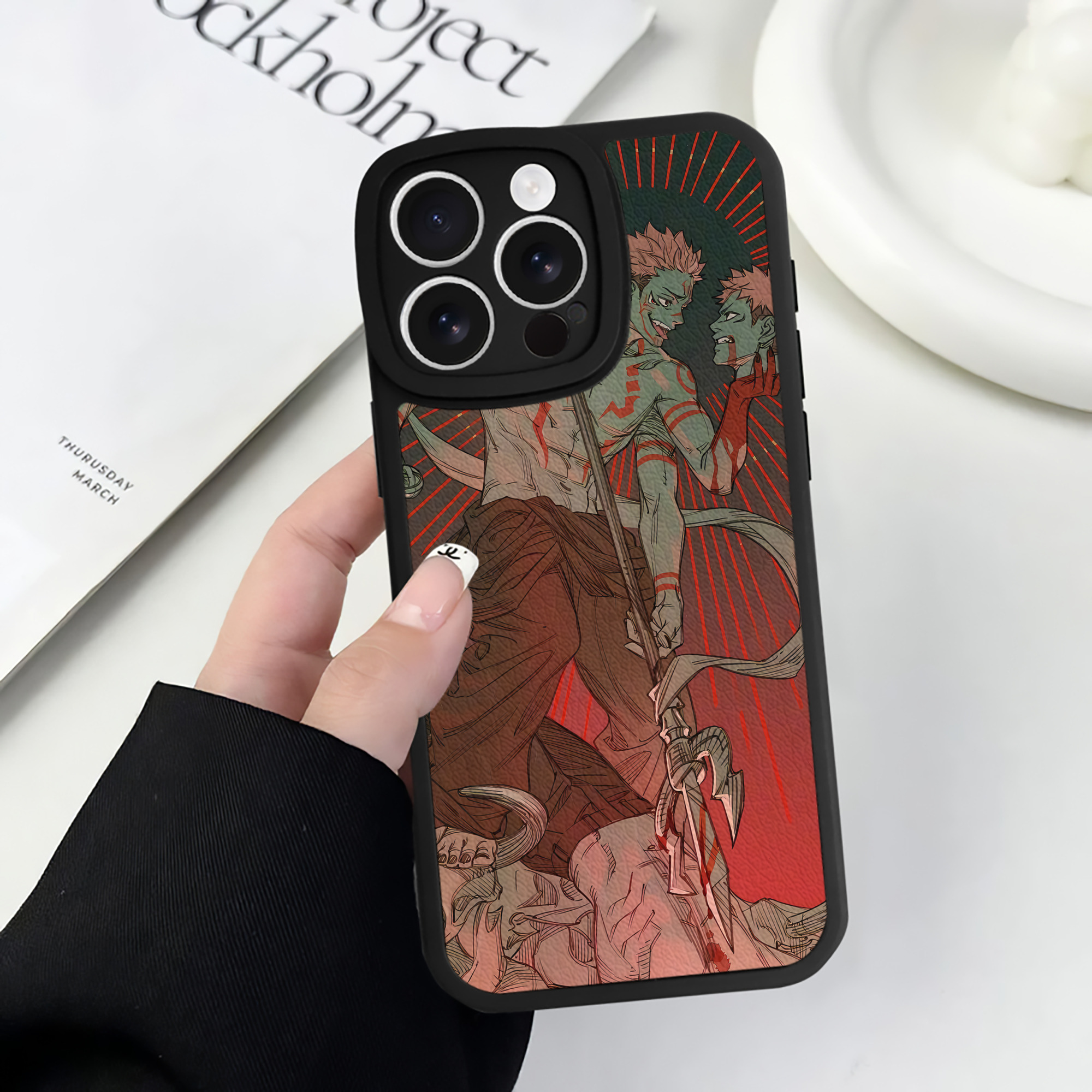 （画像用） 呪術廻戦 Jujutsu Kaisen 【iPhone 16シリーズ対応】シリコンスマホケース（レザー調） 材質：シリコン